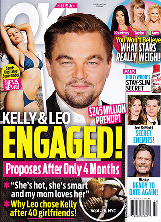 Illustration for article titled This Week In Tabloids: Leo Breaks the Pussy Posse's Golden Rule By Getting Engaged
